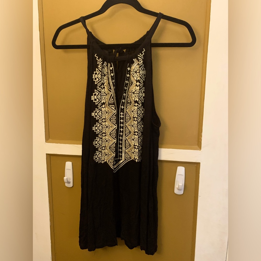 NWT Macy’s INC embellished vacation tropical black tank top